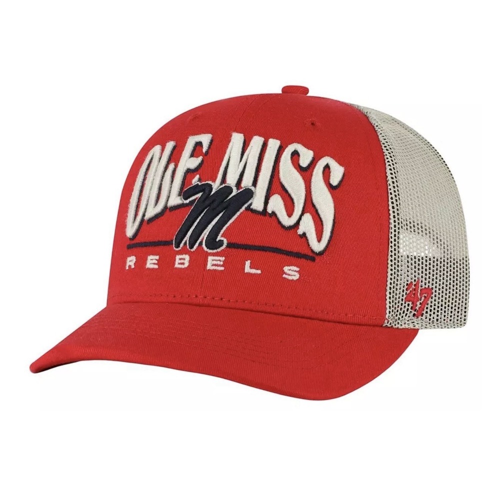 Men's '47 Red Ole Miss Rebels Arid Trucker Hat Adjustable Snapback NCAA Cap